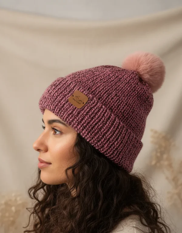 Gorro de Lana con Pompón Rosa